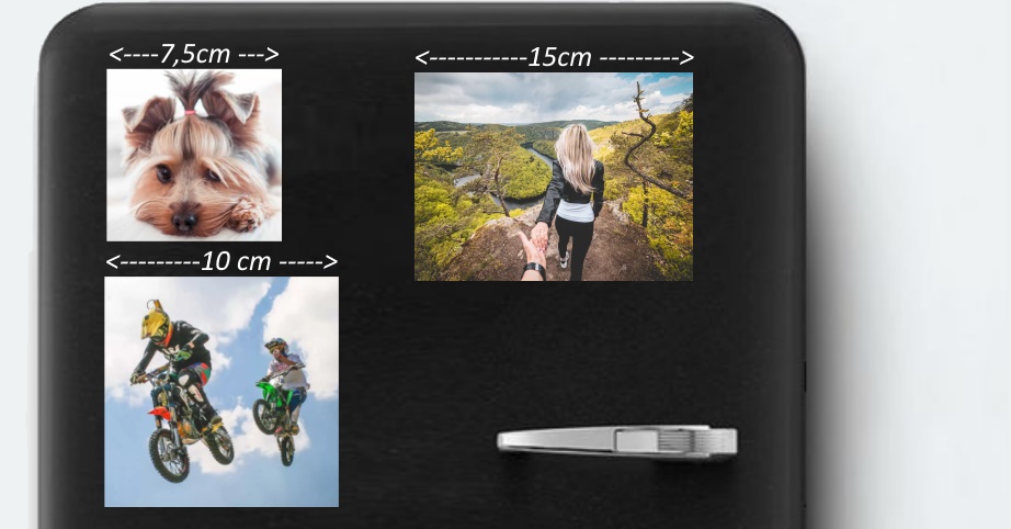 Fotomagnetky různých rozměrů na ledničce